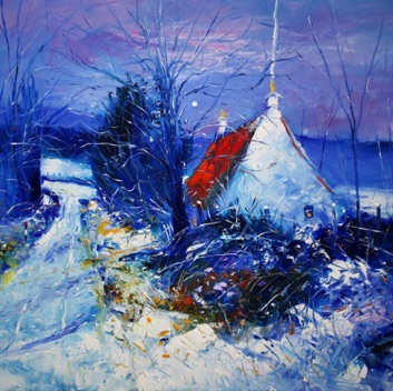 Heavy snow on the Skipness Road Kintyre 24x30
